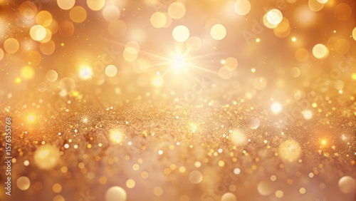 Abstract Festive Gold Background with Sparkling Lights and Bokeh