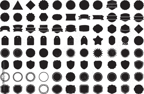 Cuadro en lienzo diverse collection of black silhouette tags and labels in various shapes, perfec