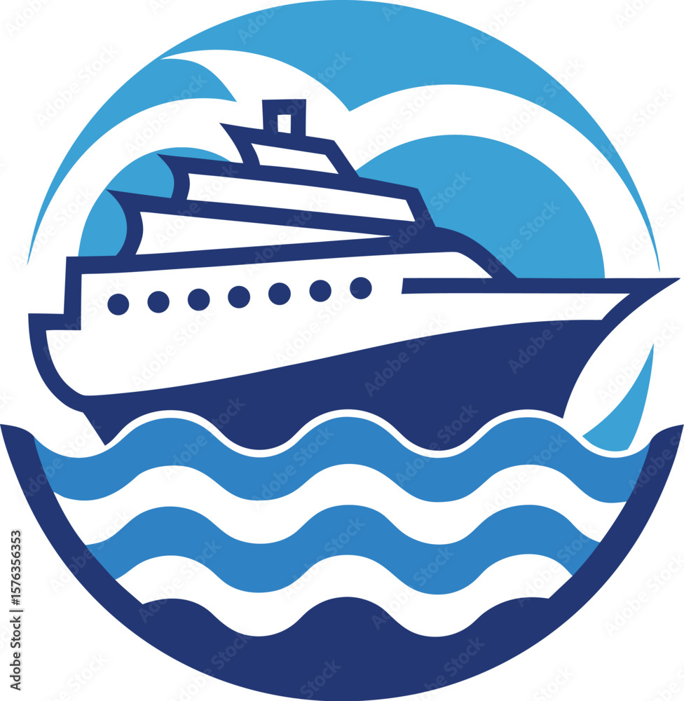 Obraz premium Cruise Ship in Ocean Vector