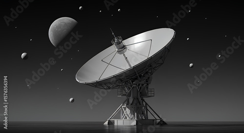 Satellite Dish Moon Planets Communication Technology
