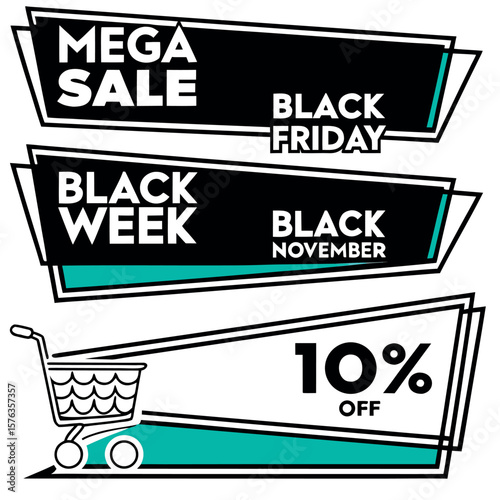 Mega sale black friday black november 10 percent off shopping cart promotion