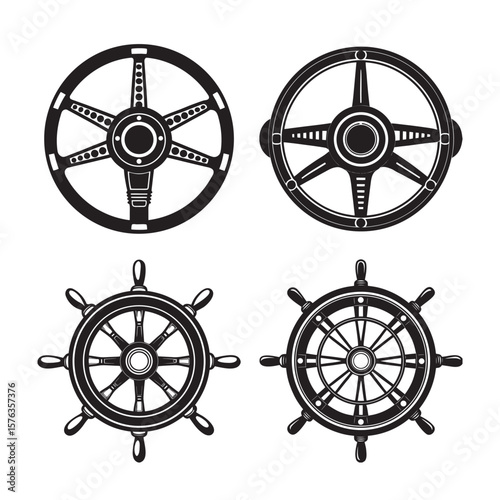  silhouette cockpit steering wheel  set bundle on the white background