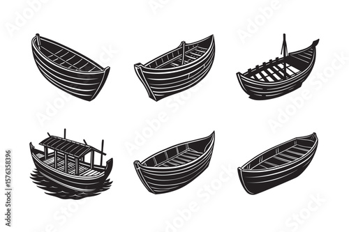  silhouette ferry set bundle on the white background