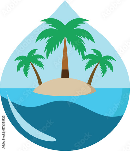 Tropical Island with Palm Tree

