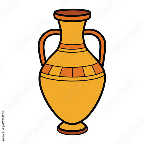 A pelike pottery vase features a wide body, narrow neck, and two vertical handles, often decorated with intricate scenes from mythology or daily life in ancient Greece.

