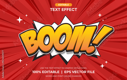 Boom Comic Cartoon Retro Style Editable Text Effect pop art