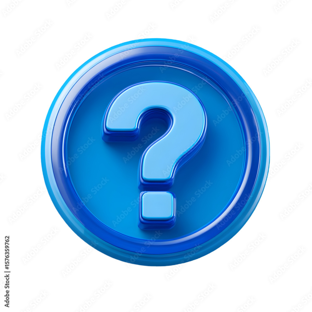Glossy blue question mark icon shines against a dark backdrop, symbolizing uncertainty, doubt, and the search for answers, transparent background Glossy blue question mark icon shines against a dark backdrop, symbolizing uncertainty, doubt, and the search for answers, transparent background