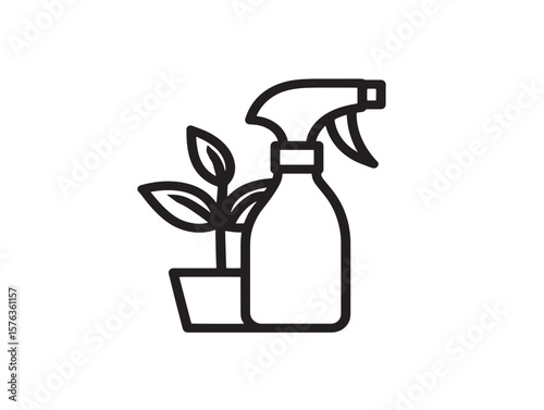 Gardening Spray Bottle with Leaf Icon Design  