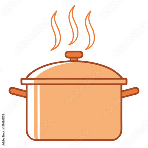 Orange cooking pot with steam food kitchen