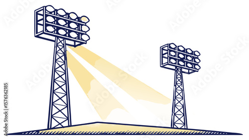 Stadium lights illustration vector graphic design for sports fields and outdoor event lighting systems design graphic