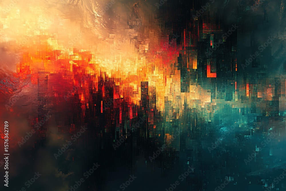 Obraz premium abstract digital storm of pixels