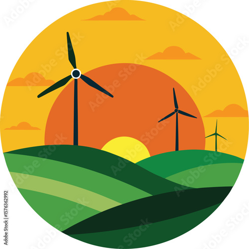 wind turbine and green field