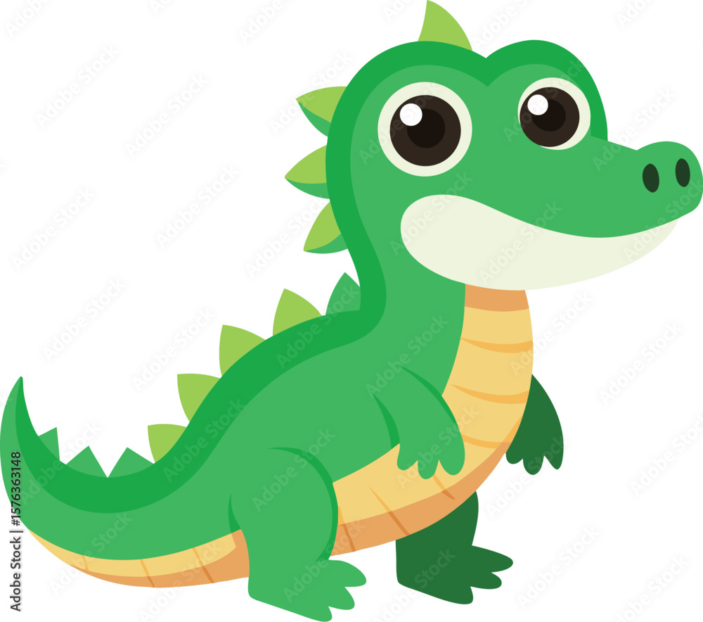 Obraz premium Cartoon Baby Dinosaur Smiling