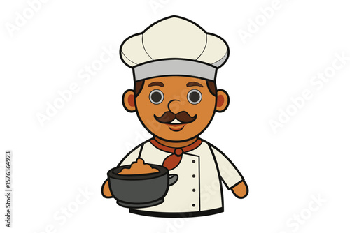Chef with his Delicious Dish: A culinary artist presents a freshly cooked dish, wearing a chef's hat and jacket, symbolizing expertise and the art of gastronomy