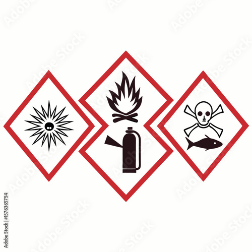 Collection of ghs hazard symbols for health environmental and physical dangers