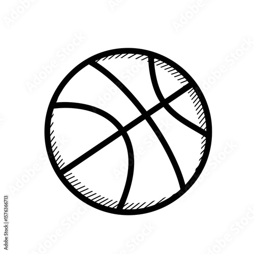 Basketball icon outline design in black and white  