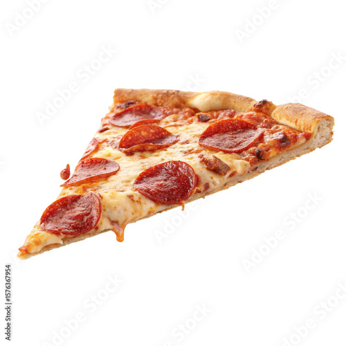 A tempting slice of pepperoni pizza oozing cheese and crispy crust capturing comfort and on transparent background