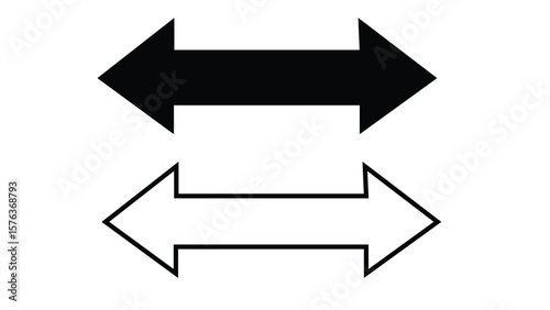 two white arrow in opposite direction pointing left and right with black outline