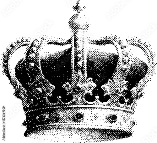 Detailed vintage black ink illustration of a royal crown, classical art style. Vector illustration