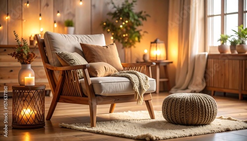 Cozy living room with warm lighting