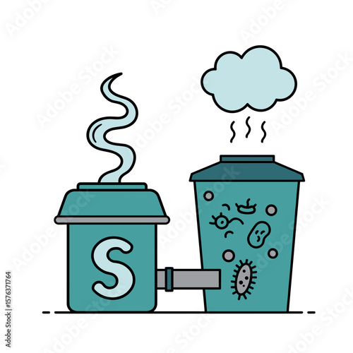 Septic Tank Gas Emission and Bacteria Icon