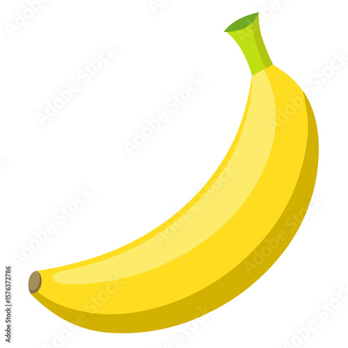 Isolated Yellow Banana Fruit with Green Stem on White Background A Simple Clean Illustration for Healthy Eating Tropical Flavors and Nutritional Content Perfect for Recipes