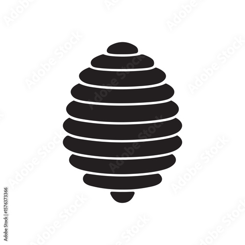 Black Silhouette of a Beehive or Wasp Nest with Layers