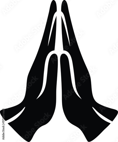 Black Silhouette Two Hands Prayer Position Namaste Gesture vector