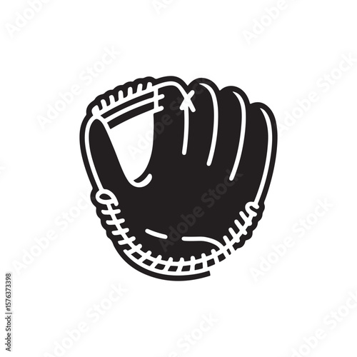 Classic Black Silhouette of a Baseball or Softball Catchers Mitt