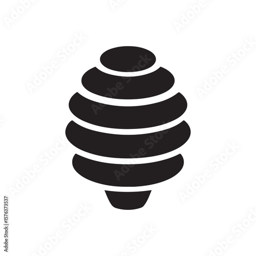 Black Silhouette of a Beehive or Wasp Nest with Layers
