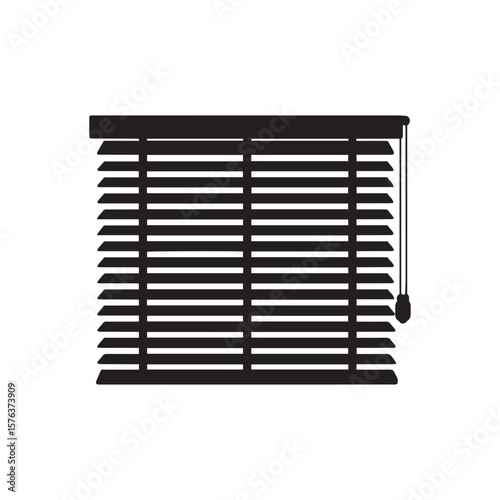 Classic Black Silhouette of Window Blinds for Interior Design