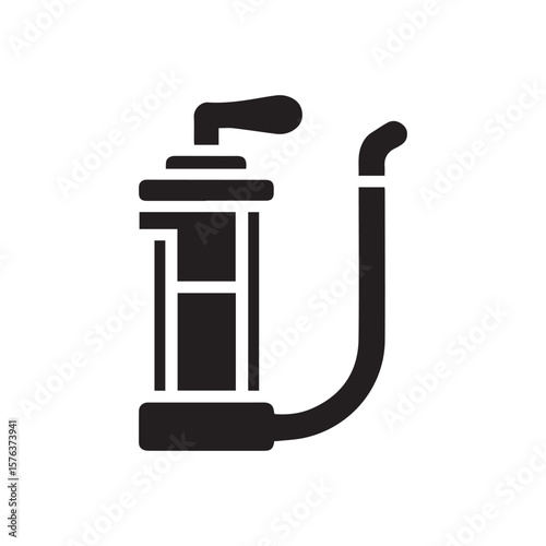 Black Silhouette Icon of a Portable Air Pump or Hand Sprayer