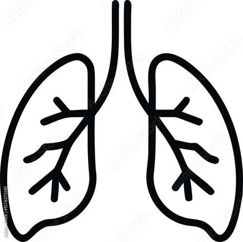 Lungs icon. Vector icon of human internal organ, outline illustration for pulmonary clinic