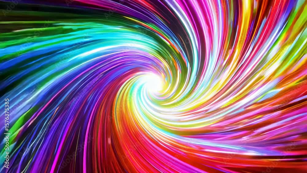 A vibrant swirl of colorful light creating a dynamic vortex effect. The colors blend seamlessly, showcasing a spectrum of hues in motion.