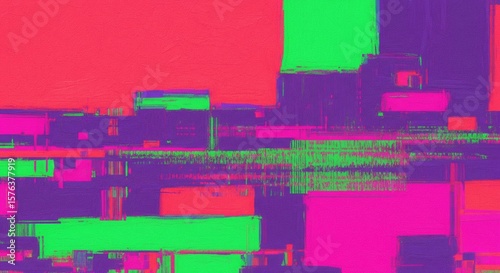 Painterly Glitch Abstract Background | Retro-Futuristic Neon Art Wallpaper in 16:9