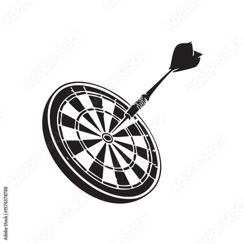 Dart hitting red center on white background symbolizing accuracy and success
