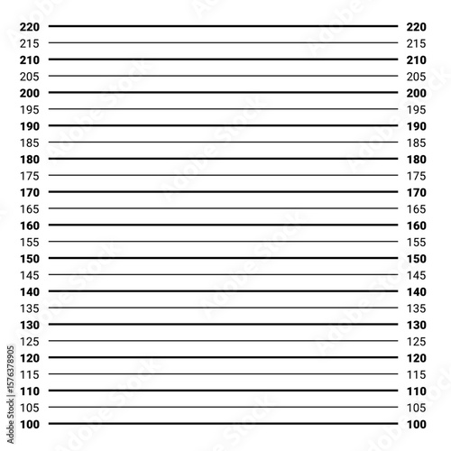 Police lineup background with metric height markers, mugshot style backdrop for criminal identification, clean design, high detail vector illustration