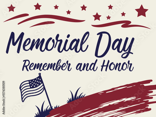 Memorial day remember and honor with american flag and stars