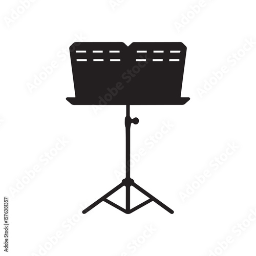Classic Black Silhouette of a Music Stand for Musicians and Performers