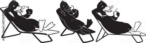 Cartoon Duck Relaxing Funny Character silhouette
