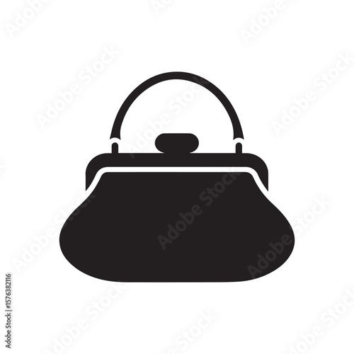 Elegant Black Silhouette Icon of a Classic Women's Handbag or Purse
