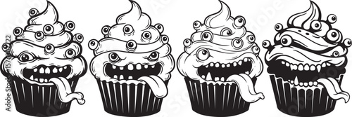 Cupcake Monster Sweet Dessert Character silhouette