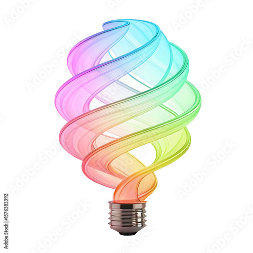 A 3D digital a light bulb with a spiral