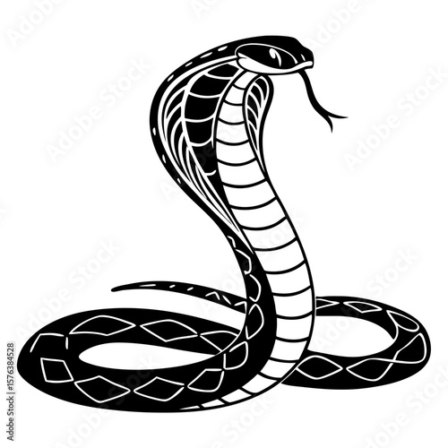 Isolated Black Silhouette of a Snake on White Background