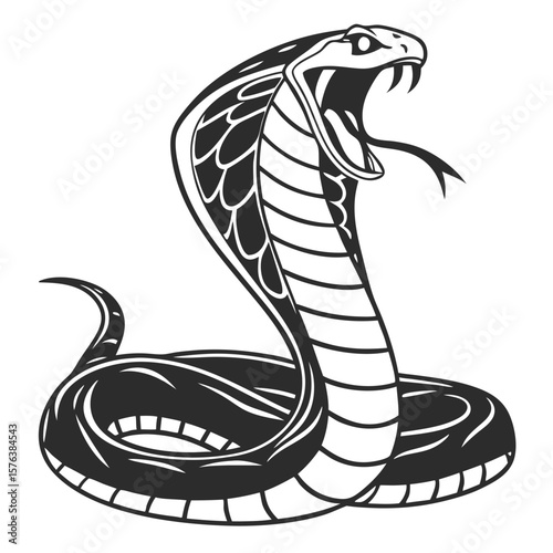 Isolated Black Silhouette of a Snake on White Background