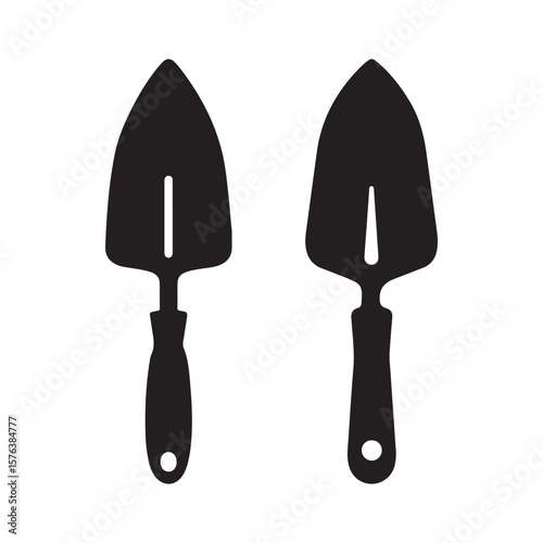  Set of Two Black Silhouette Hand Trowel Gardening Tools