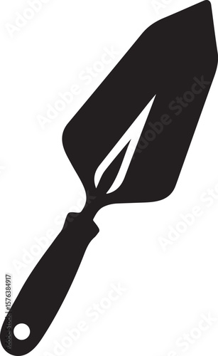 Classic Black Silhouette of a Gardening Hand Trowel Spade Tool