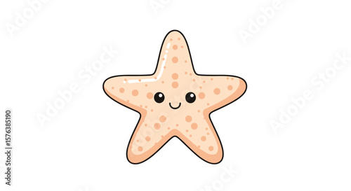 Adorable cartoon starfish character illustration with a friendly smiling face and textured skin