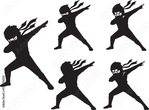Dabbing Ninja Cool Cartoon Character silhouette
