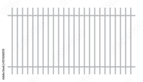 A close-up view of a metal wire fence panel with thin vertical and horizontal bars creating a grid pattern, suitable for background textures